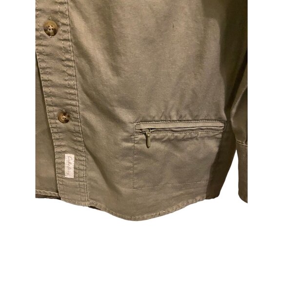 Cabelas Army Green Lightweight‎ Long Sleeve Button Up Shirt Sz M Tall Outdoor - Picture 4 of 11